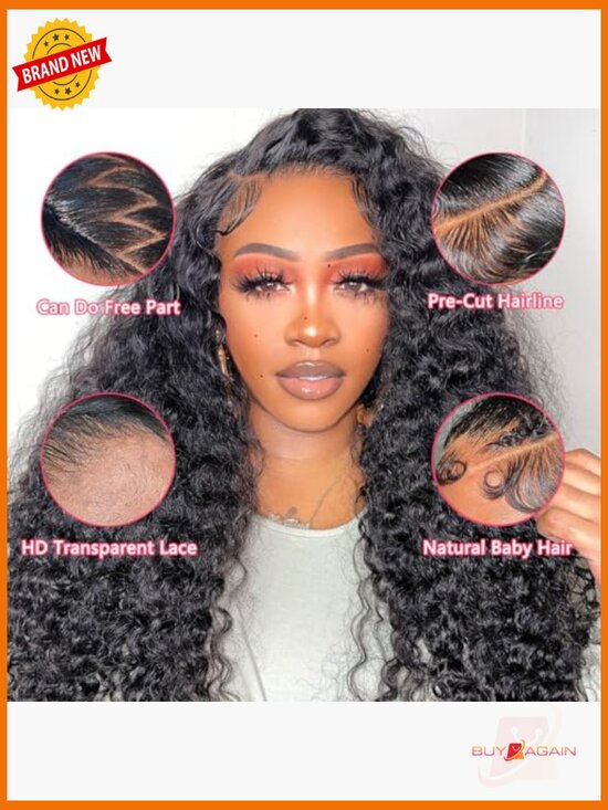 24 Inch Water Wave Lace Front Wig Human Hair 180 Density Glueless Pre Plucked main image 4